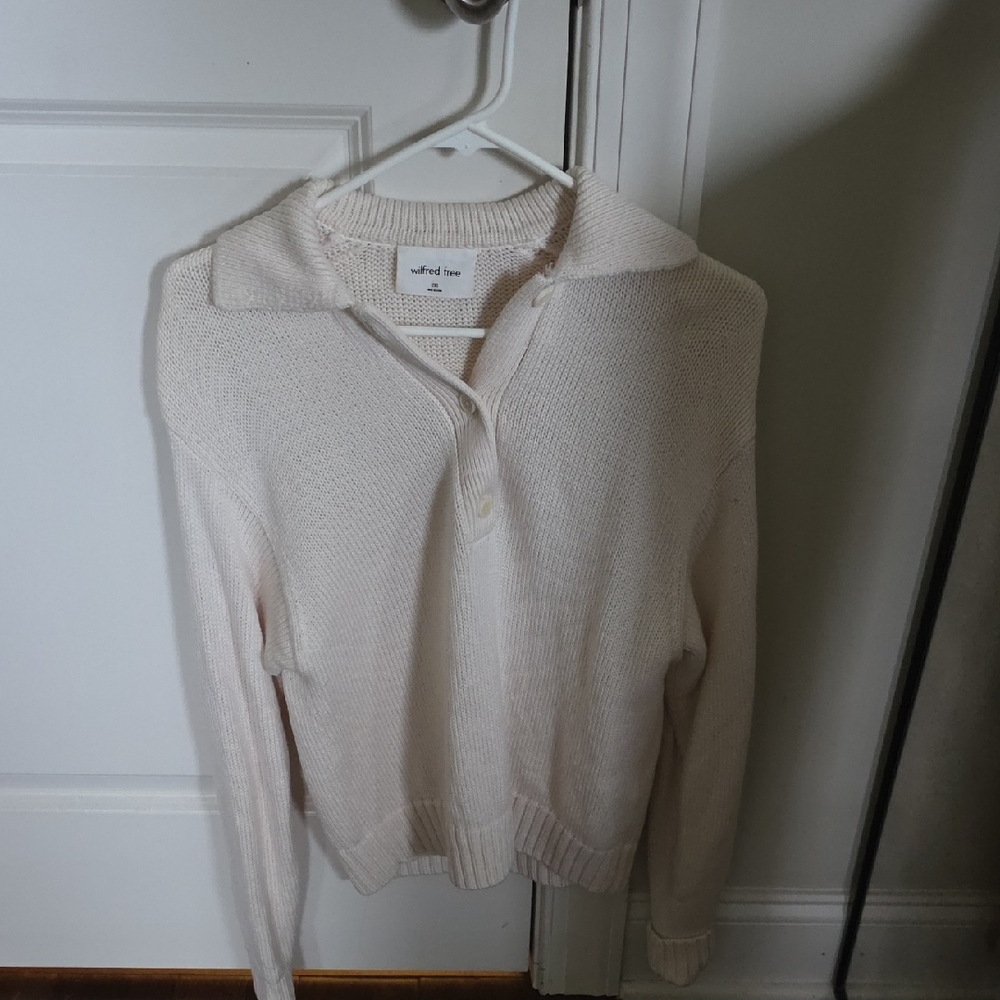 Wildred Free 100% Merino Wool Women's V-Neck Sweater in Cream